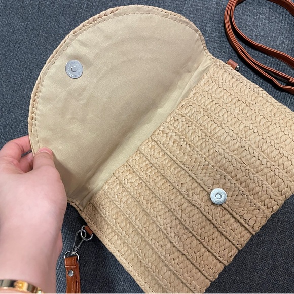 Straw clutch handbag summer beach envelope purse crossbody - Picture 6 of 7